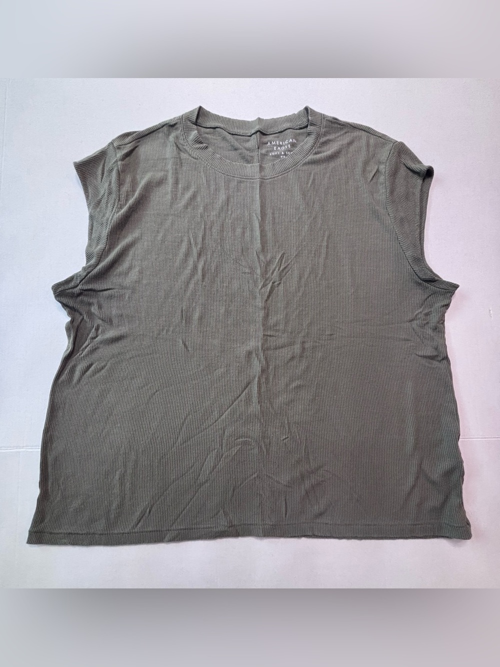 American Eagle Outfitters Olive Ribbed Muscle Tank